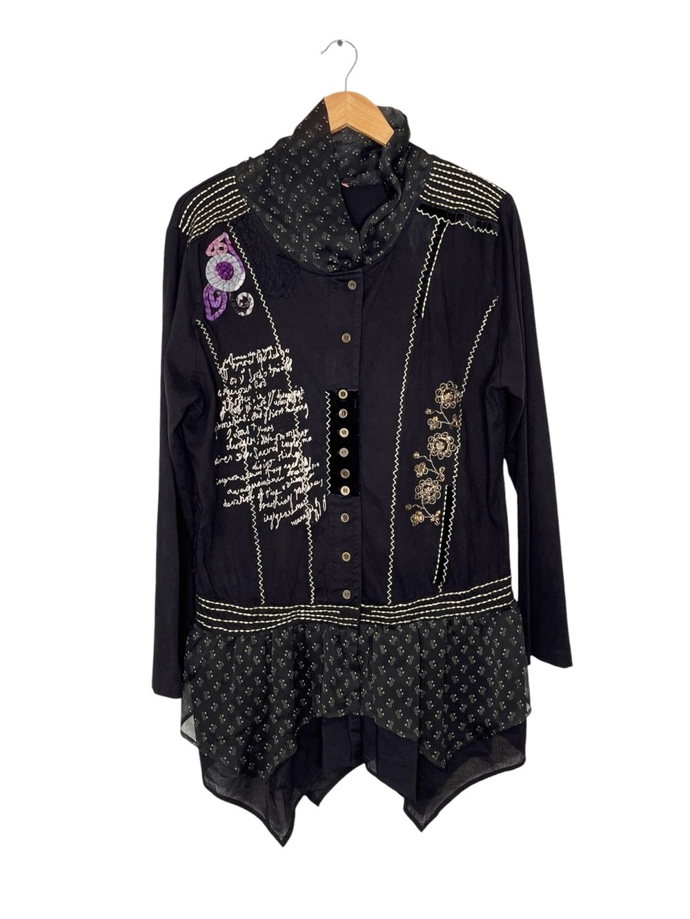 JOE BROWNS Asymmetric Boho Mixed Media Tunic Top Size 14